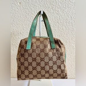 Gucci Tan and Green Tote Bag